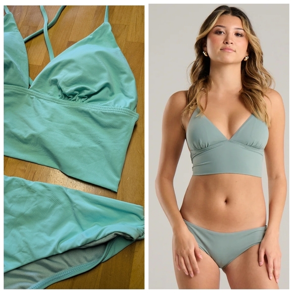Seafoam Bikini Set NWOT Crossback Cami Top & Low Rise Cheeky Bottoms - Picture 2 of 10